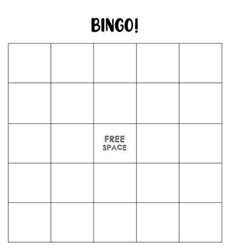 blank bingo card template