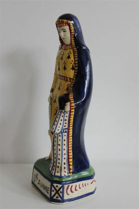 henriot quimper  saint anne  child statue french hand painted virgin