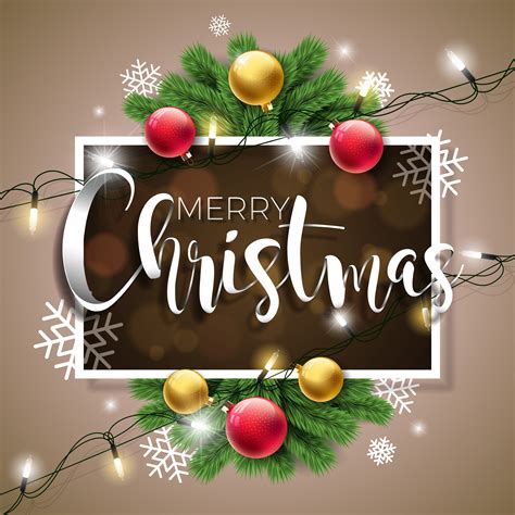 vector merry christmas illustration  brown background  typography