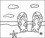 Coloring Beach Summer Slipper Pages Wecoloringpage sketch template