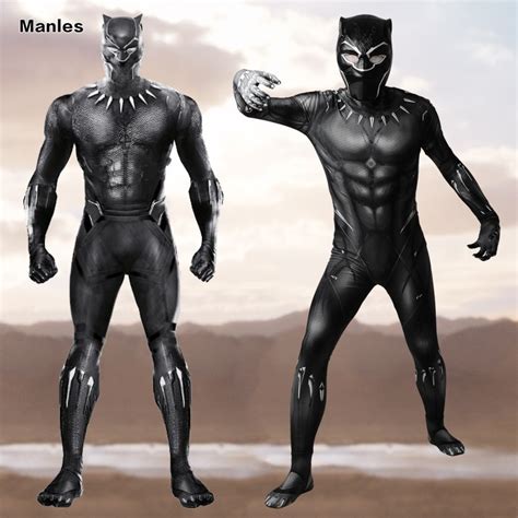 black panther costume movie superhero t challa cosplay black jumpsuit