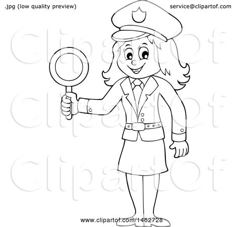 clipart of a black and white police woman holding a sign