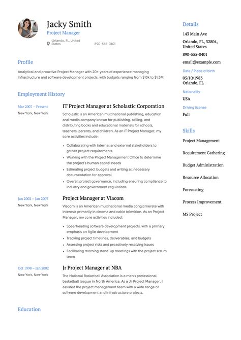 project manager resume full guide  examples word