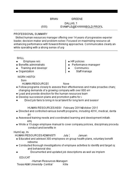 human resources manager resume examples   templates tips