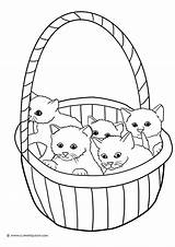 Coloring Kitten Cat Pages Cute Kittens Sleeping Basket Drawing Kitty Print Sheets Preschoolers Cats Printable Colouring Color Kids Animal Puppy sketch template