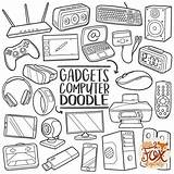 Technology Doodle Computer Gadgets Clipart Line Tools Scrapbook Drawn Hand Icons Para Clip Set Doodles Artwork Draw Traditional Etsy Coloring sketch template