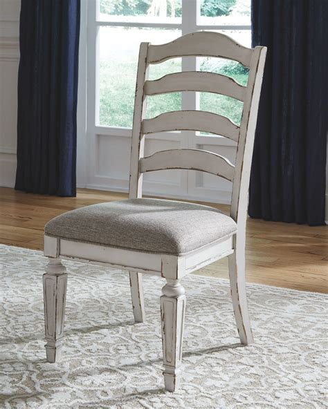 realyn chipped white dining upholstered side chair set