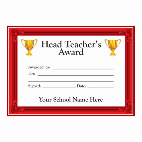 head teacher award certificates stickers  teachers