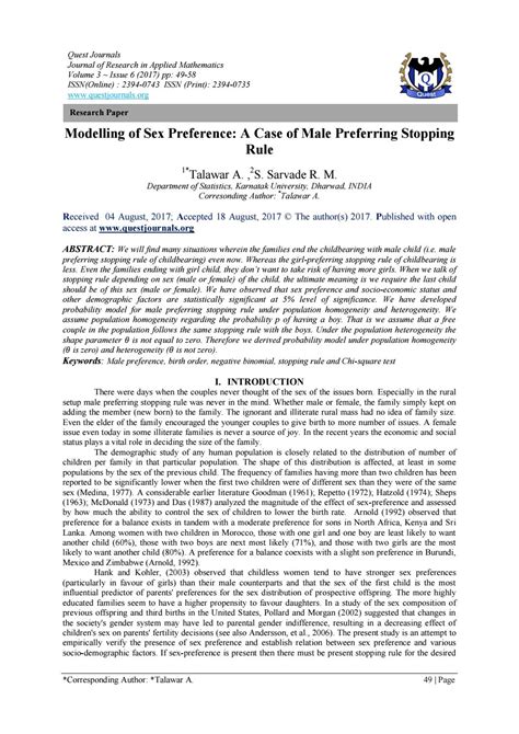 Modelling Of Sex Preference A Case Of Male Preferring