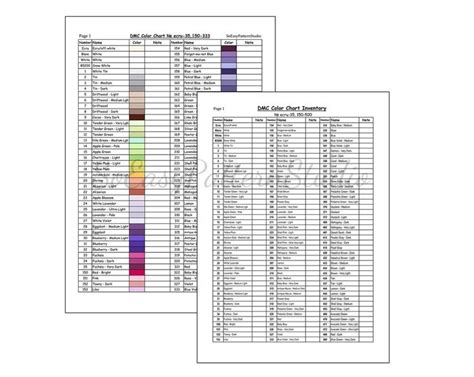 dmc color chart lord libidan  printable dmc color chart printable
