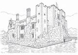 Castle Coloring Pages Adults Castles Architecture Adult Realistic Old Buildings Color Books Printable Fantasy Princess Drawings Disney Print Coloriage Choose sketch template