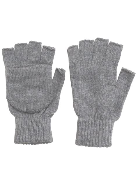winter fingerless gloves  flap cover mitten gloves grey