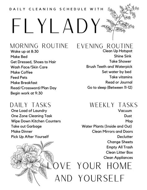 printable flylady daily routine