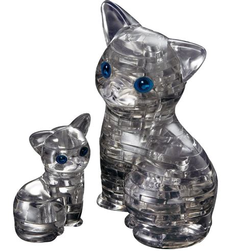 3d crystal puzzle cat with kitten black color