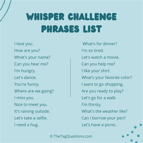 fun whisper challenge phrases words sentences