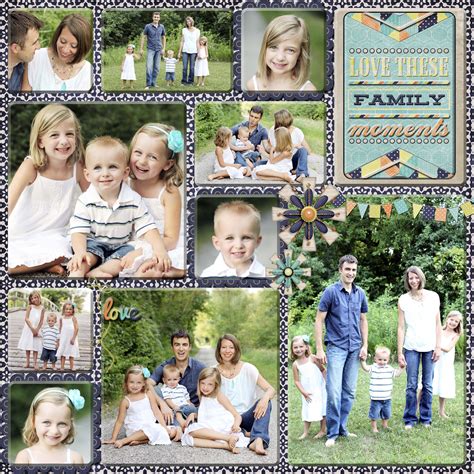 digital scrapbook page family collage  page layout  side