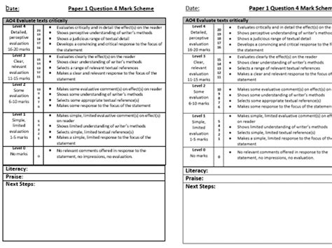 literature paper  mark scheme