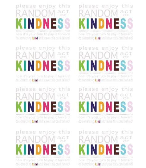 printable random acts  kindness cards