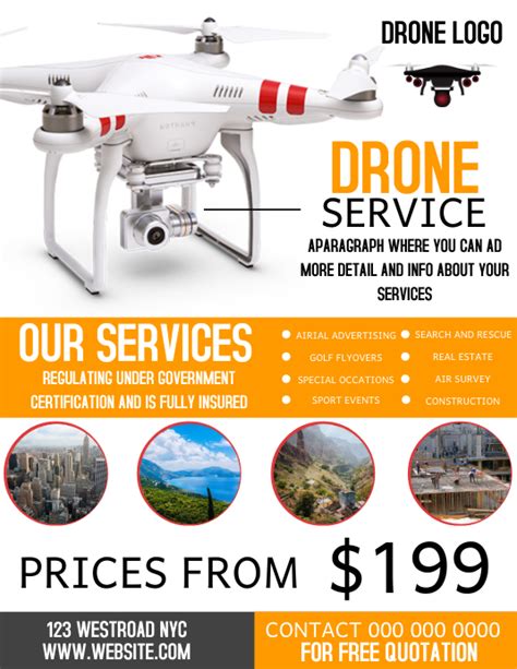 modele de flyer pour les services de drones postermywall