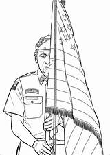 Honor Guard Coloring Pages Flag American Categories sketch template