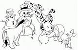 Coloring Pages Pooh Snowman Winnie Winter Christmas Family Disney Friends Tigger Printable Print Color Tinkerbell Sheets Colouring Frosty Neverland Bear sketch template