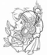 Coloring Tattoo Pages Printable Tattoos Print Book Colouring Designs Ewok Modern Gypsy Creative Adults Dover Coloring4free Publications Color Female Haven sketch template
