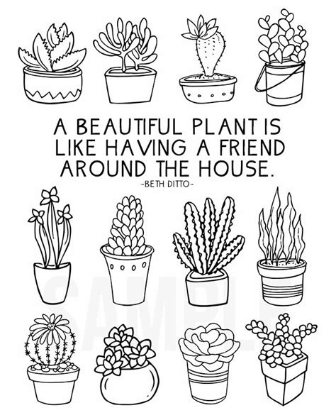 coloring sheet  plant lovers  laugh rowe plant doodle plant