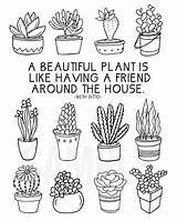 Coloring Plant Succulent Cactus Sheet Pages Cute Succulents Adult Printable Doodles Choose Board Doodle sketch template