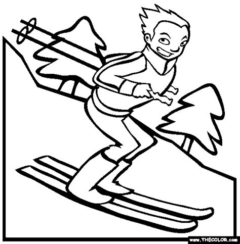 skiing coloring page   misc pinterest