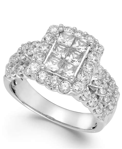 macys diamond halo engagement ring   white gold  ct tw