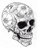 Coloring Pages Adult Printable Skull Totenkopf Sugar Adults Mandala Book Color Colouring Tattoo Muertos sketch template