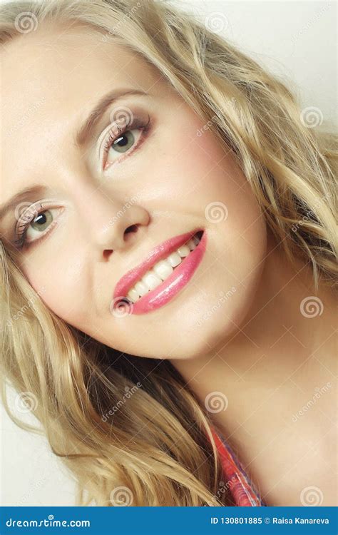 blond girl smiling  laughing stock image image  positive