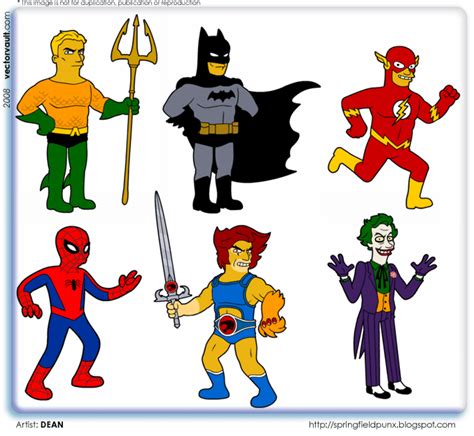 comic book heroes  simpsons characters vectorvault  imagination   combination