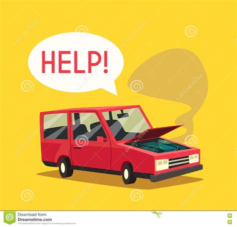 broken car vector cartoon illustration need help stock
