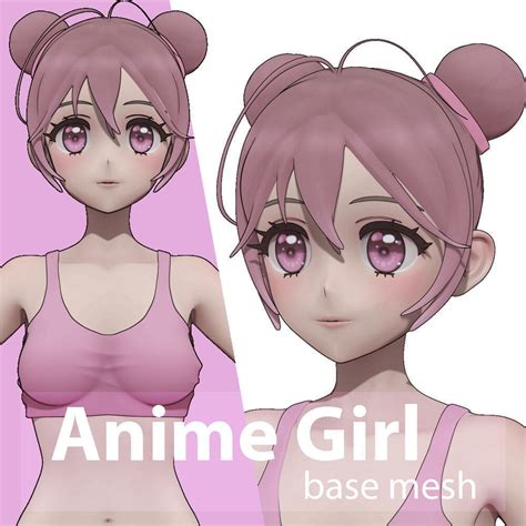 anime girl basemesh 3d model cgtrader