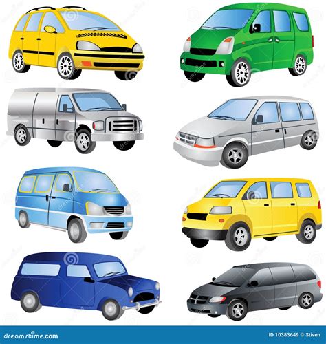 geplaatste de pictogrammen van minivan vector illustratie illustration  kleur kegel