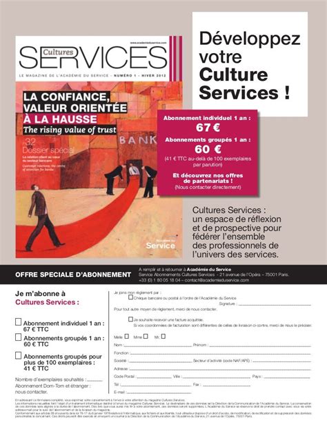 coupon dabonnement au magazine cultures services