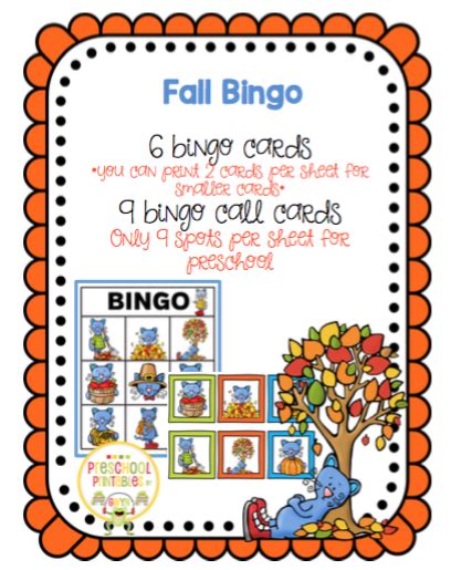 fall bingo preschool printables