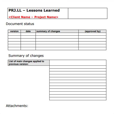 lesson learned samples  word excel sample templates
