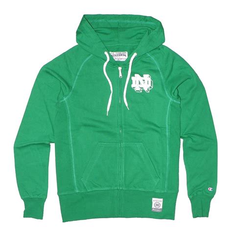 champion university  notre dame hoodie full zip mens verde