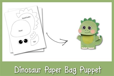 paper bag dinosaur puppet frosting  glue easy desserts  kid crafts
