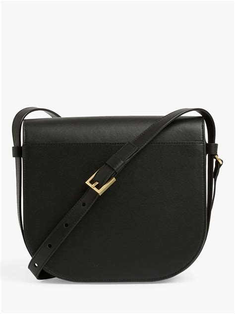 allsaints nicolette leather shoulder bag black black at john lewis