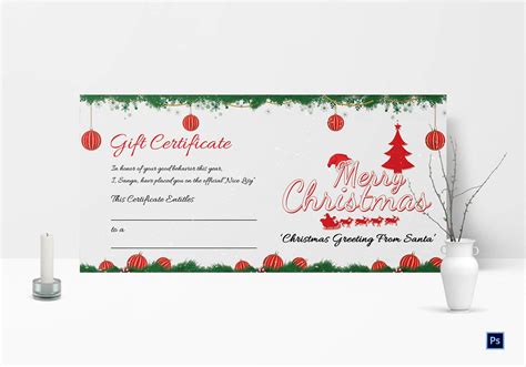 printable merry christmas gift certificate  massage gift