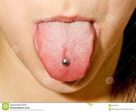 tongue piercing stock image image of confident female