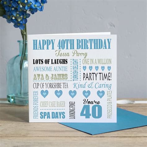 personalised 40th birthday card by lisa marie designs