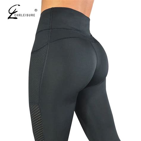 chrleisure high waisted legging women legging solid pocket leggings breathable feminina fitness