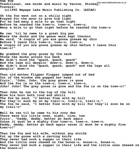 peter paul  mary song  fox lyrics