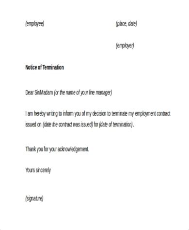 letter  termination  employment template uk cover letter