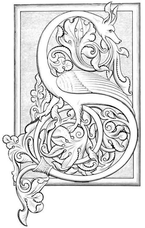illuminated letter coloring pages vletere