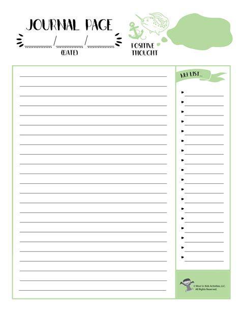 printable journal pages  students